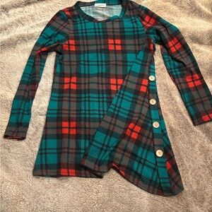 Green and Red Plaid Long Sleeve dress